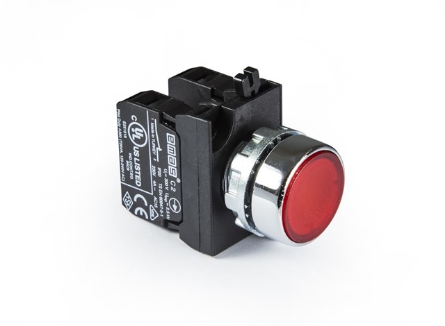 CM Series Metal 2NC Spring Flush Red 22 mm Control Unit